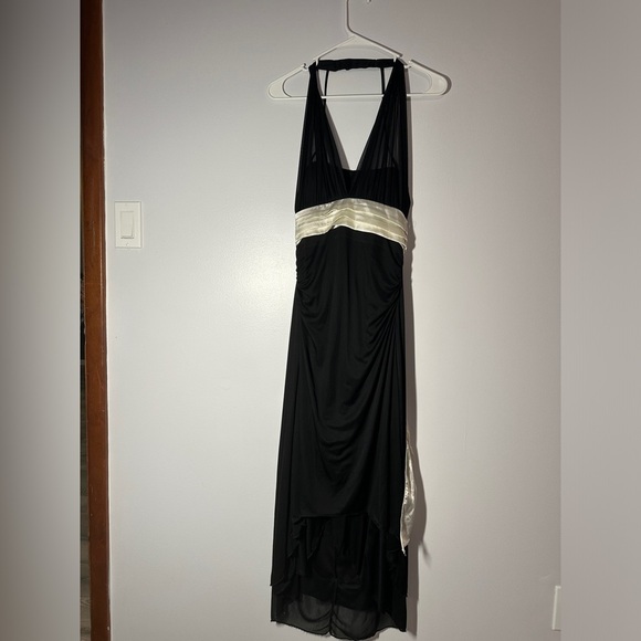 vintage y2k black mesh layered white belted midi dress size large - Picture 3 of 8